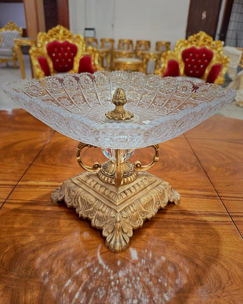 Fruteira de Cristal com Base em Bronze — Unique Royal Styles